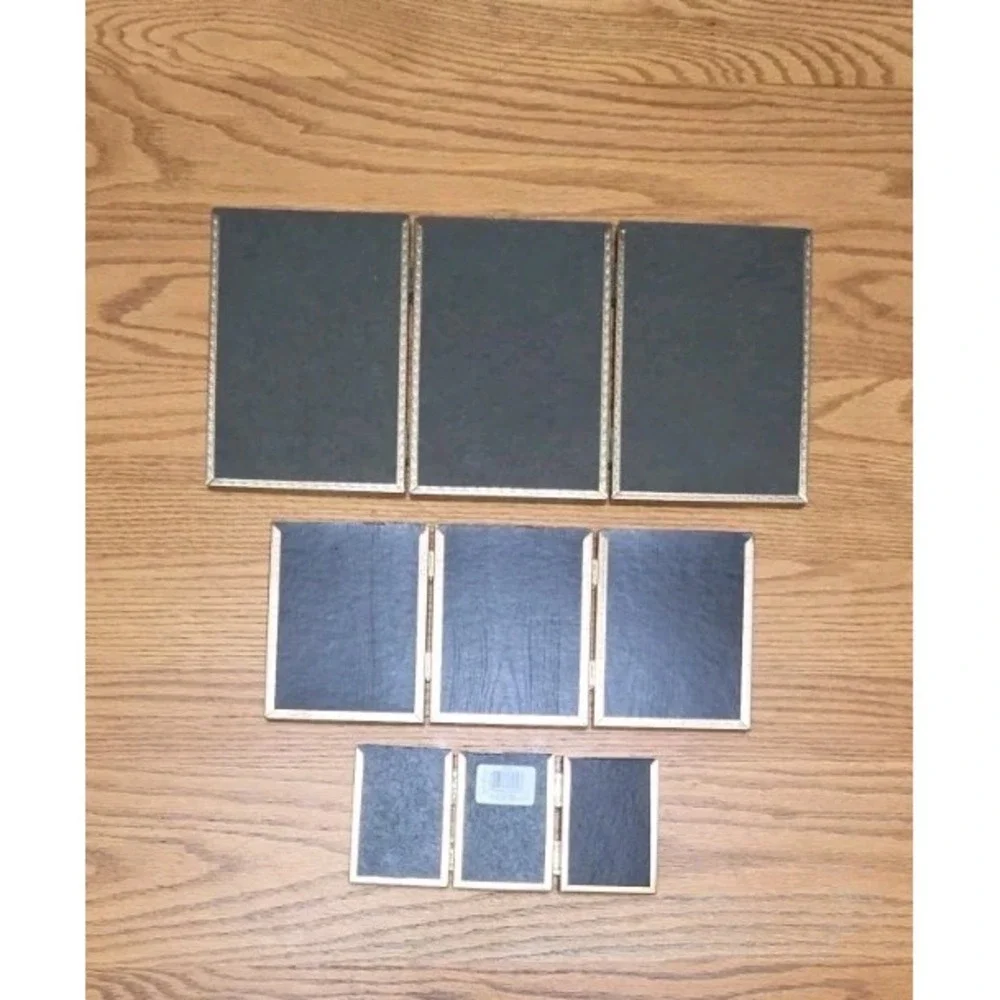 Tri Fold Picture Frame Photo Gold Tone Metal Hinged Vintage Lot Of 3 Cottagecore